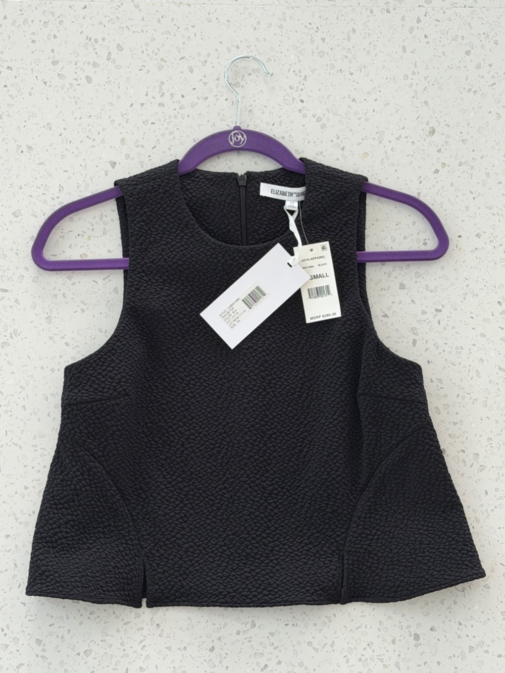 Elizabeth and James Black Textured Sleeveless Tank